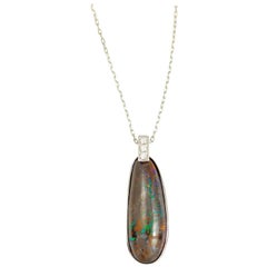 Frederic Sage 18.31 Carat Black Opal and Diamond Pendant