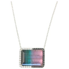 Frederic Sage 18.80 Carat Bi-Color Tourmaline Diamond Pendant Necklace