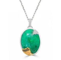 Sage 18k Large One of Kind Emerald and Diamond Pendant