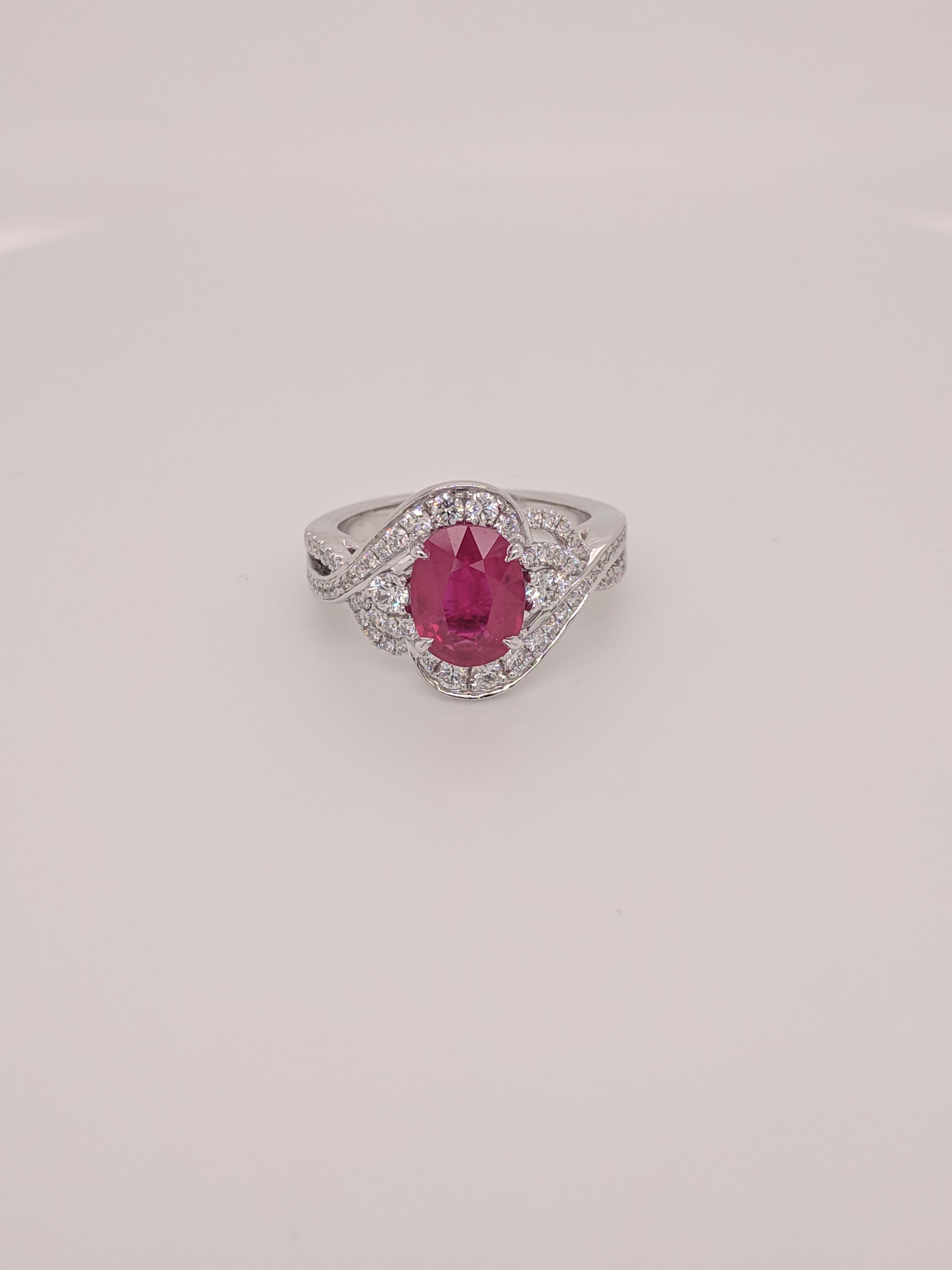 Frederic Sage 2.30 Carat Oval Ruby Diamond Engagement Cocktail Ring For Sale 2