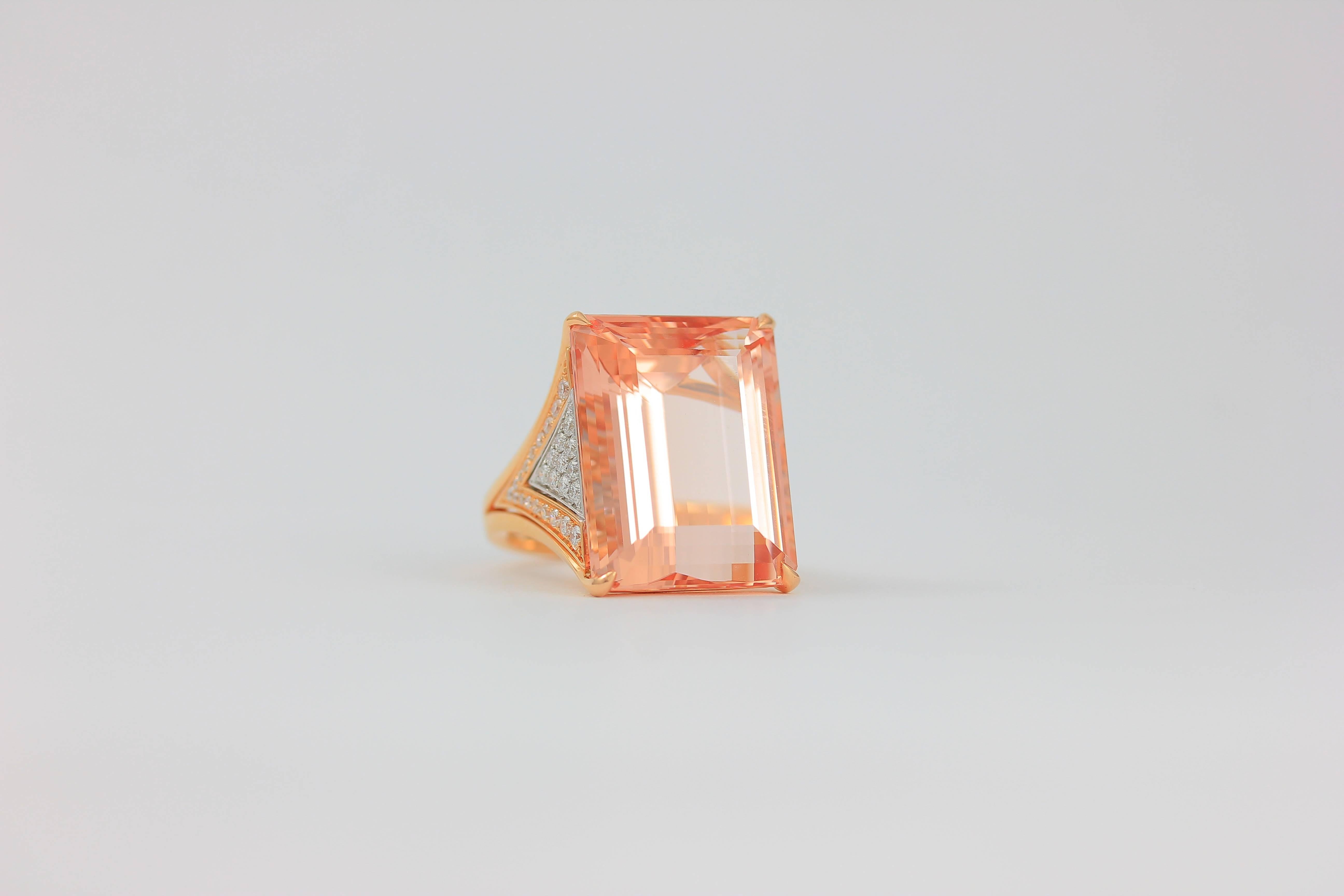 Emerald Cut Morganite and Diamonds set in Pink and White Gold

Total Diamond weight is approximately 0.56 CT
Total Watermelon Tourmaline weight is approximately  25.96 CT