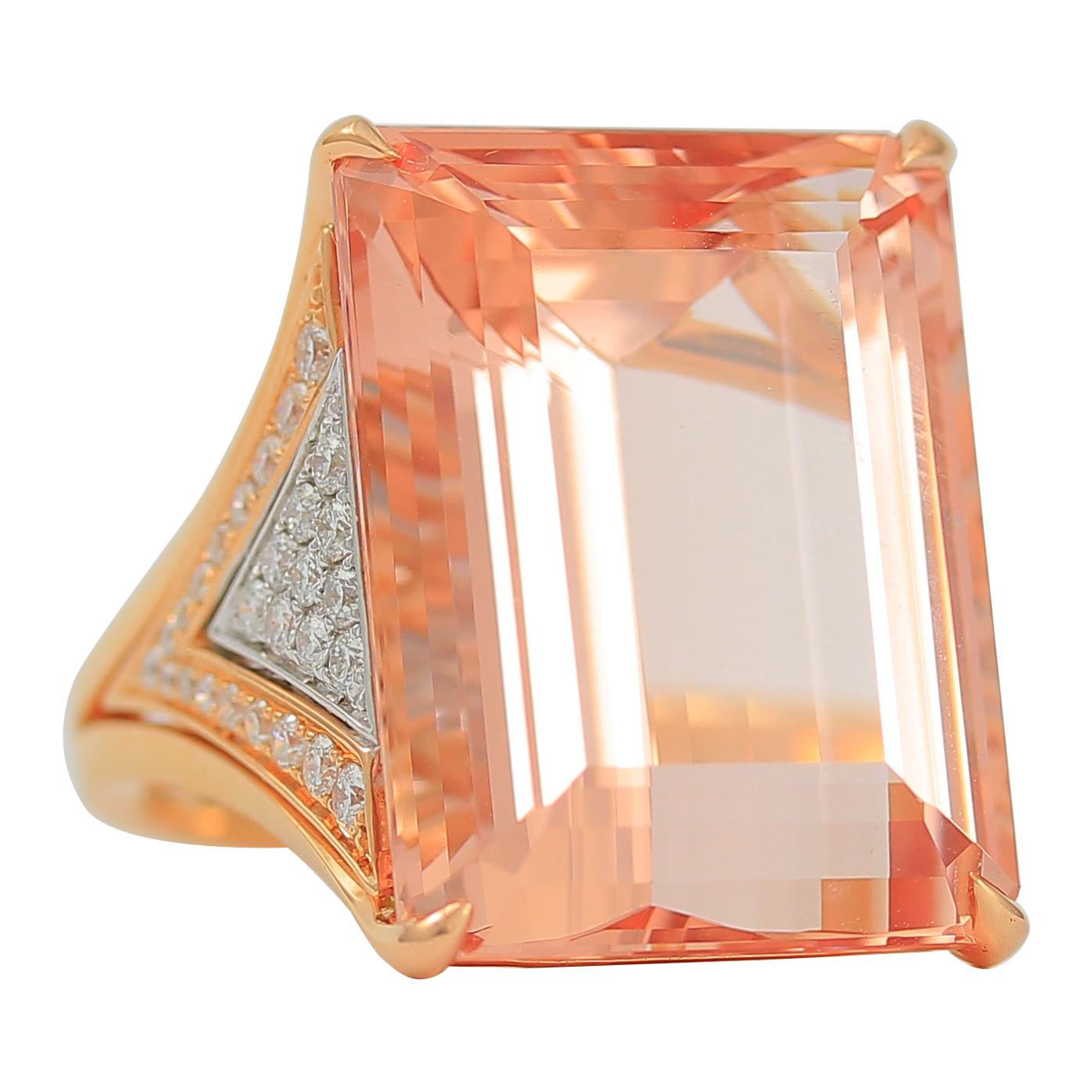 Frederic Sage 25.96 Carat Morganite & Diamond Rose Gold Cocktail Ring