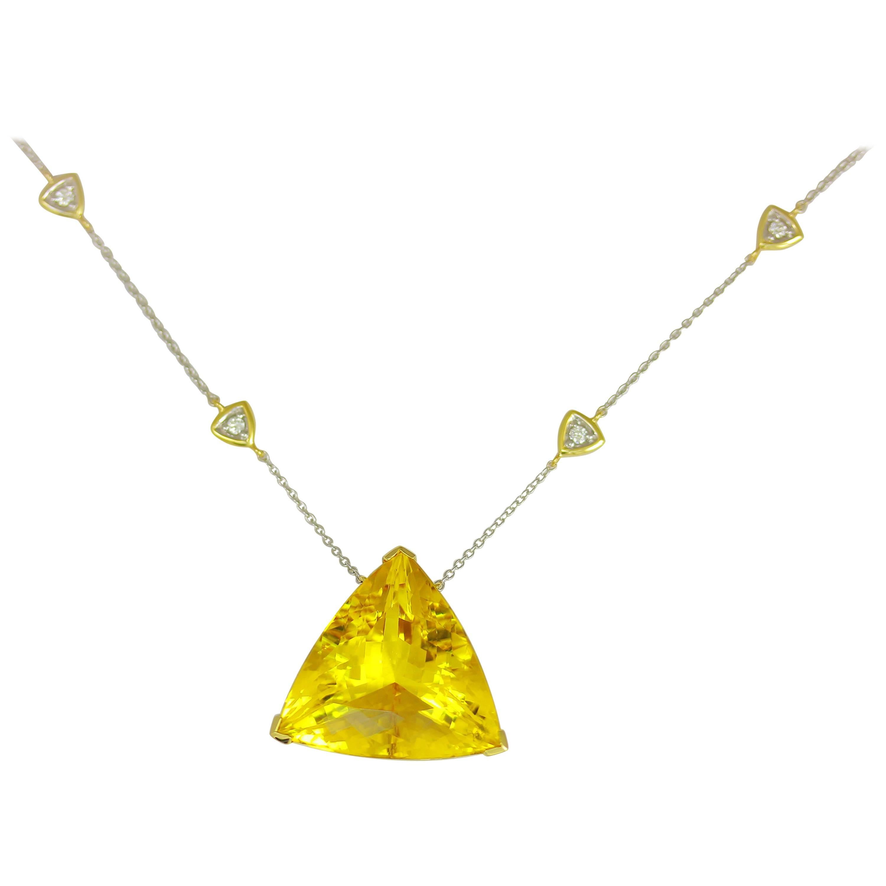 Frederic Sage 27.78 Carat Yellow Beryl Diamond One of Kind Pendant