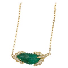 Frederic Sage 4.26 Emerald "Leaf" Pendant with Chain