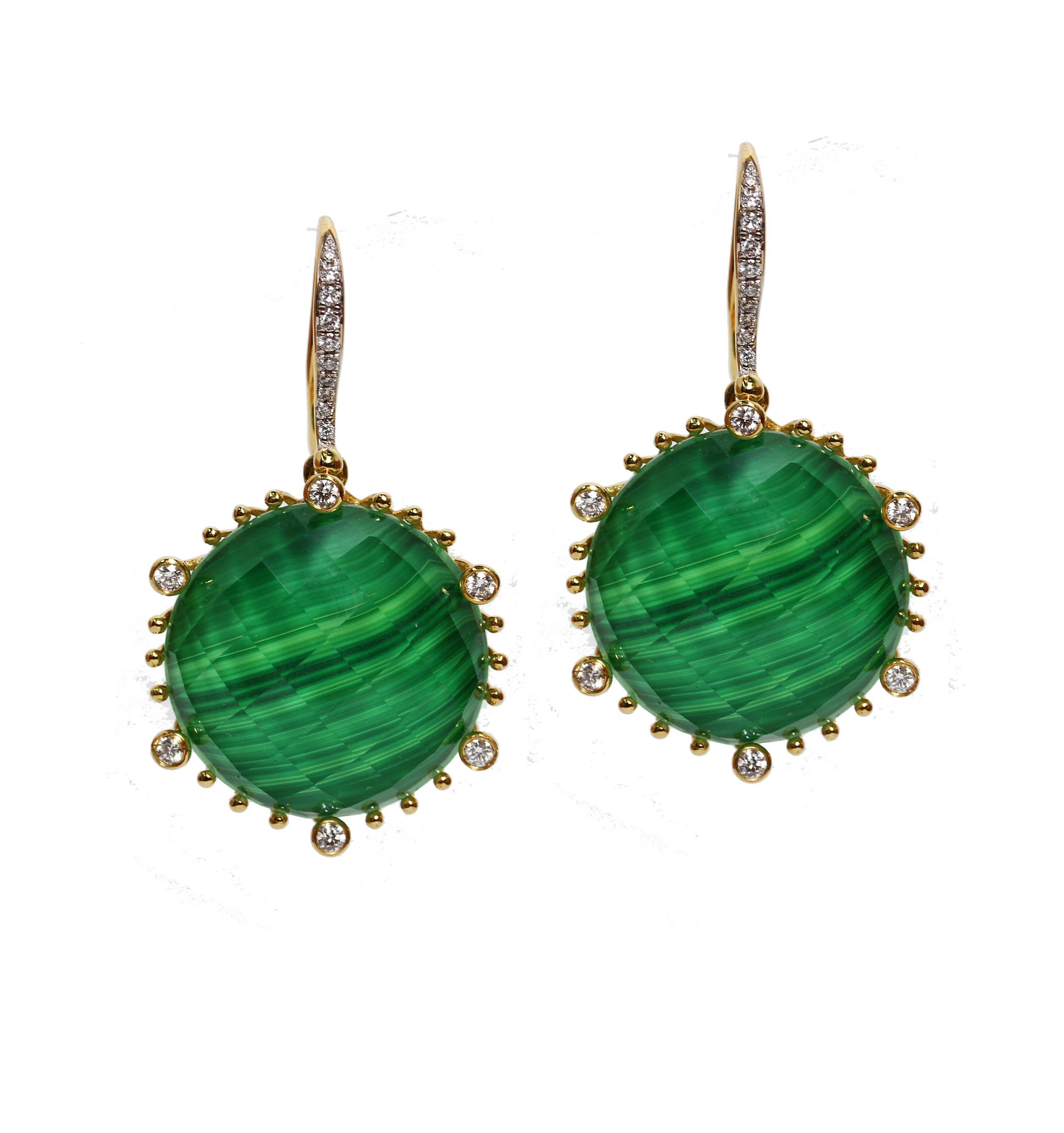 Frederic Sage 50.74 Carat Malachite Earrings In New Condition In New York, NY