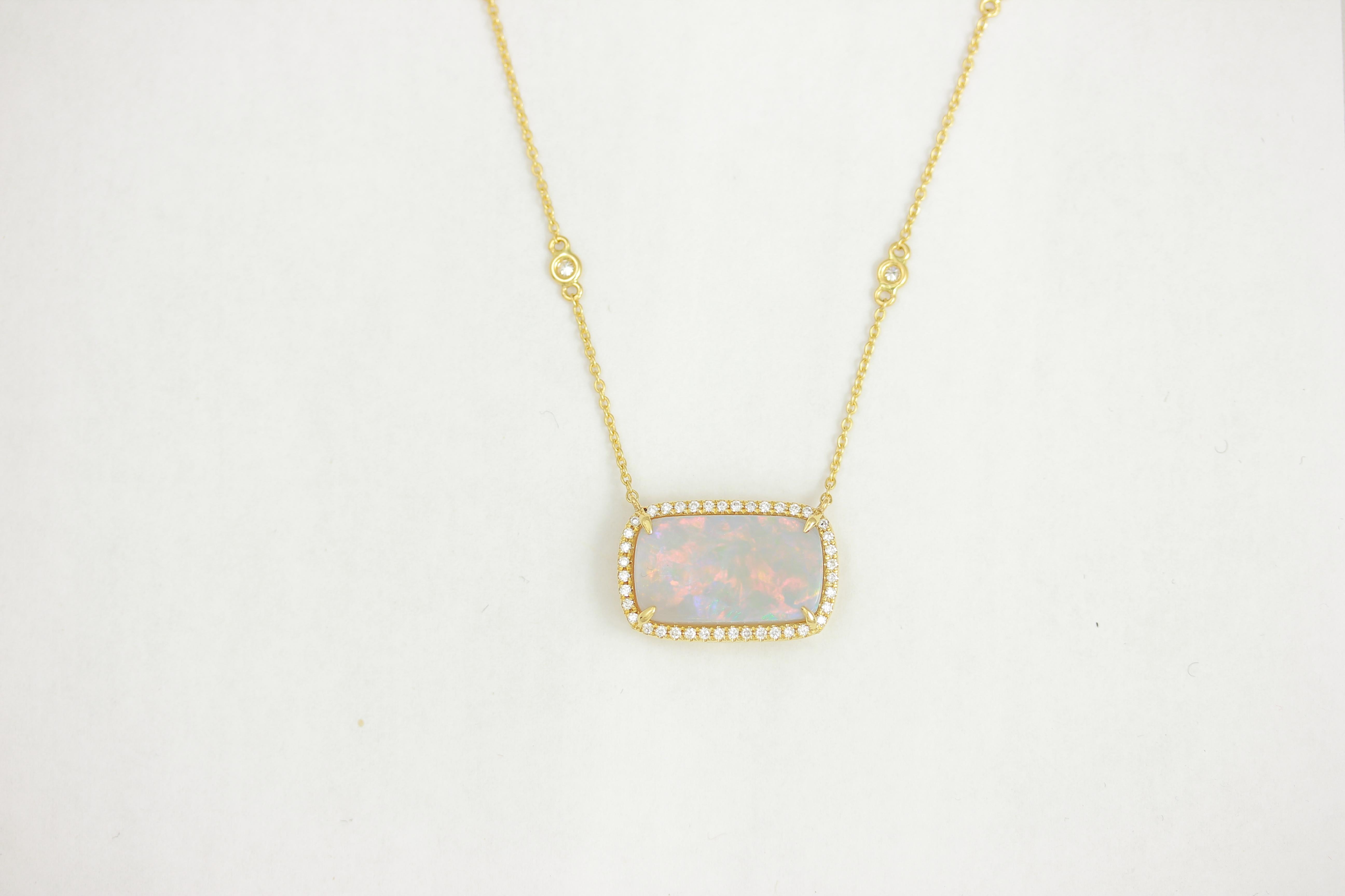 Frederic Sage 5.10 Carat Opal and Diamond Pendant In New Condition In New York, NY
