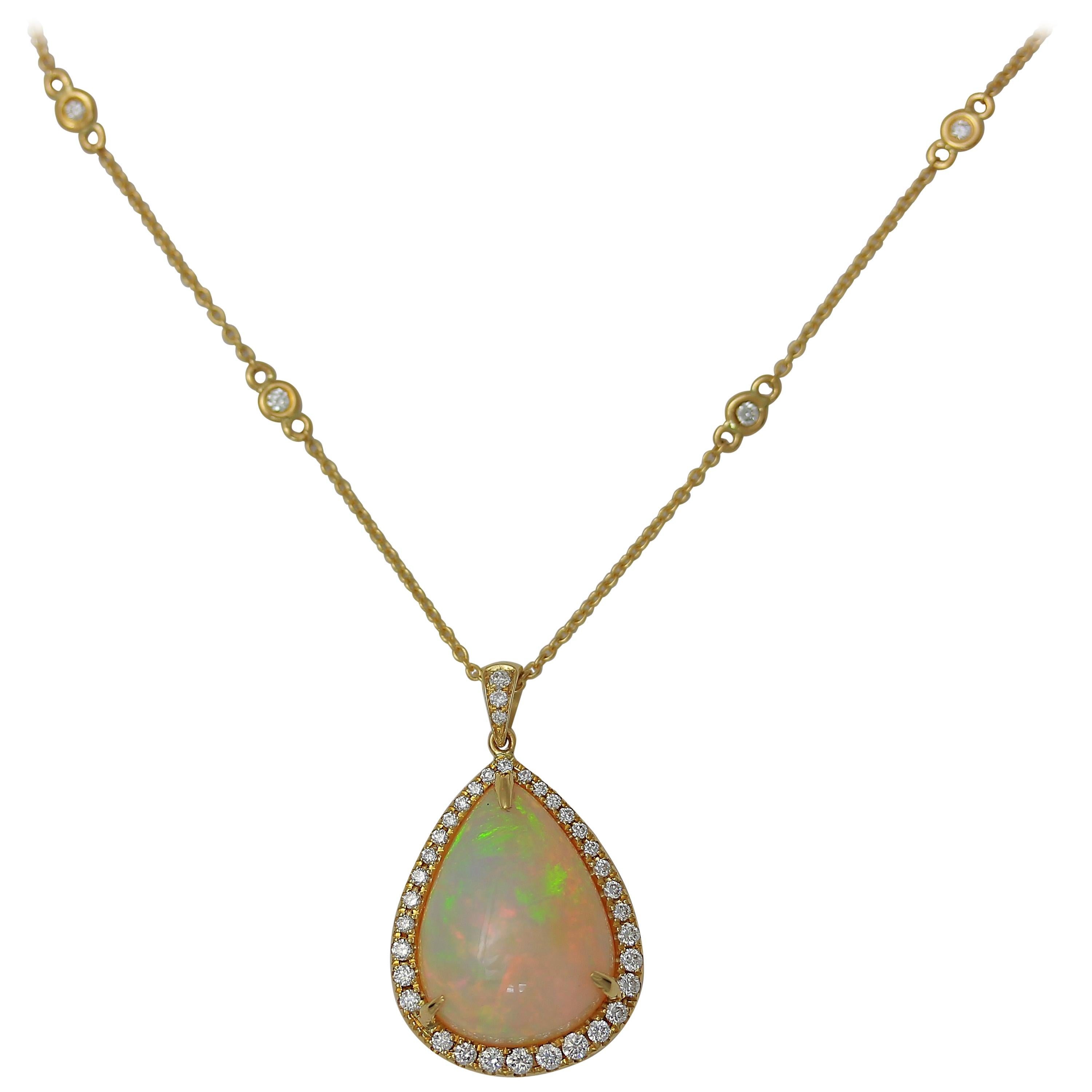 Frederic Sage 8.30 CTPear Shape Cab Opal One of Kind Pendant Necklace with chain
