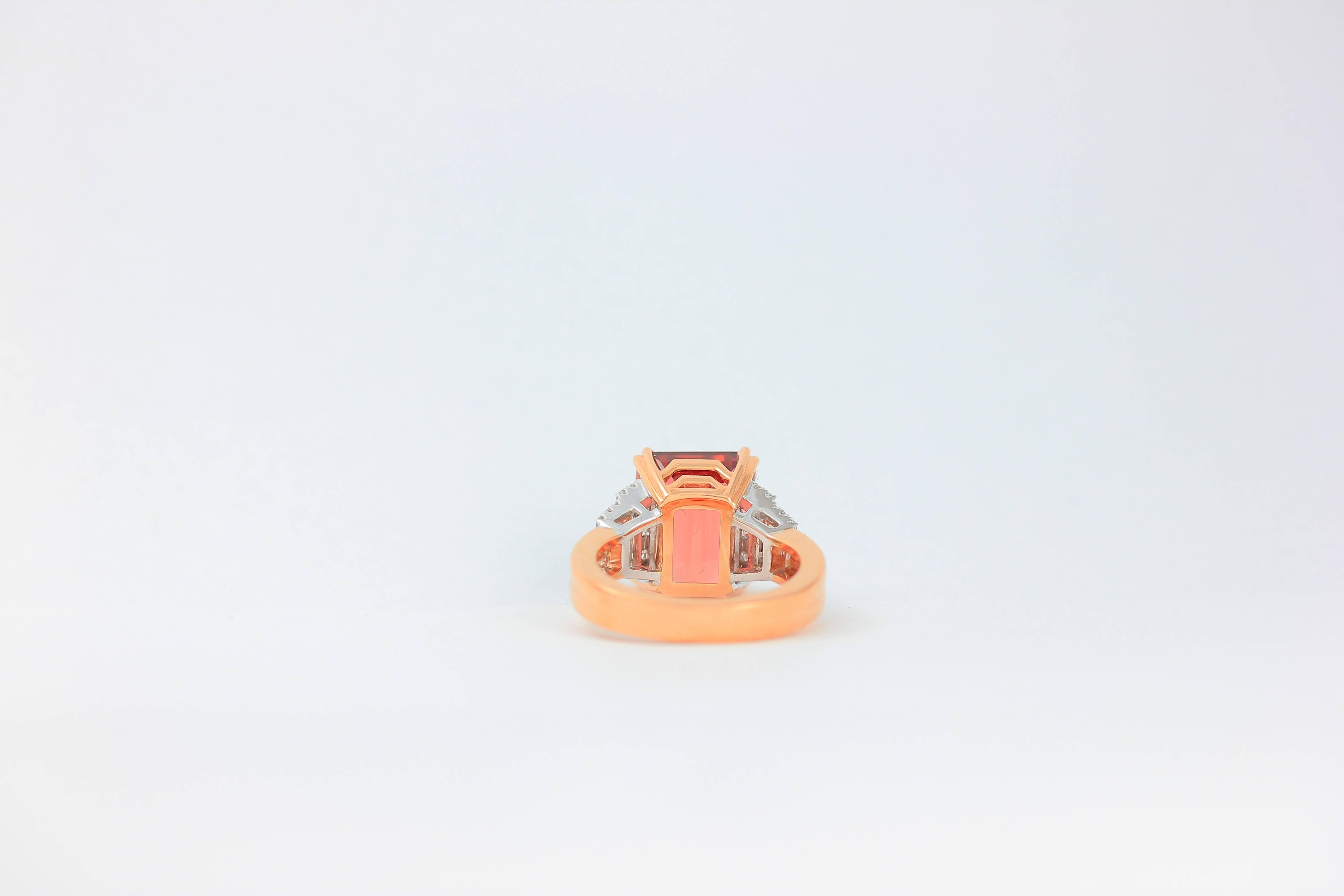 Contemporary Frederic Sage 9.47 Carat Peach Tourmaline Pink Gold Cocktail Ring