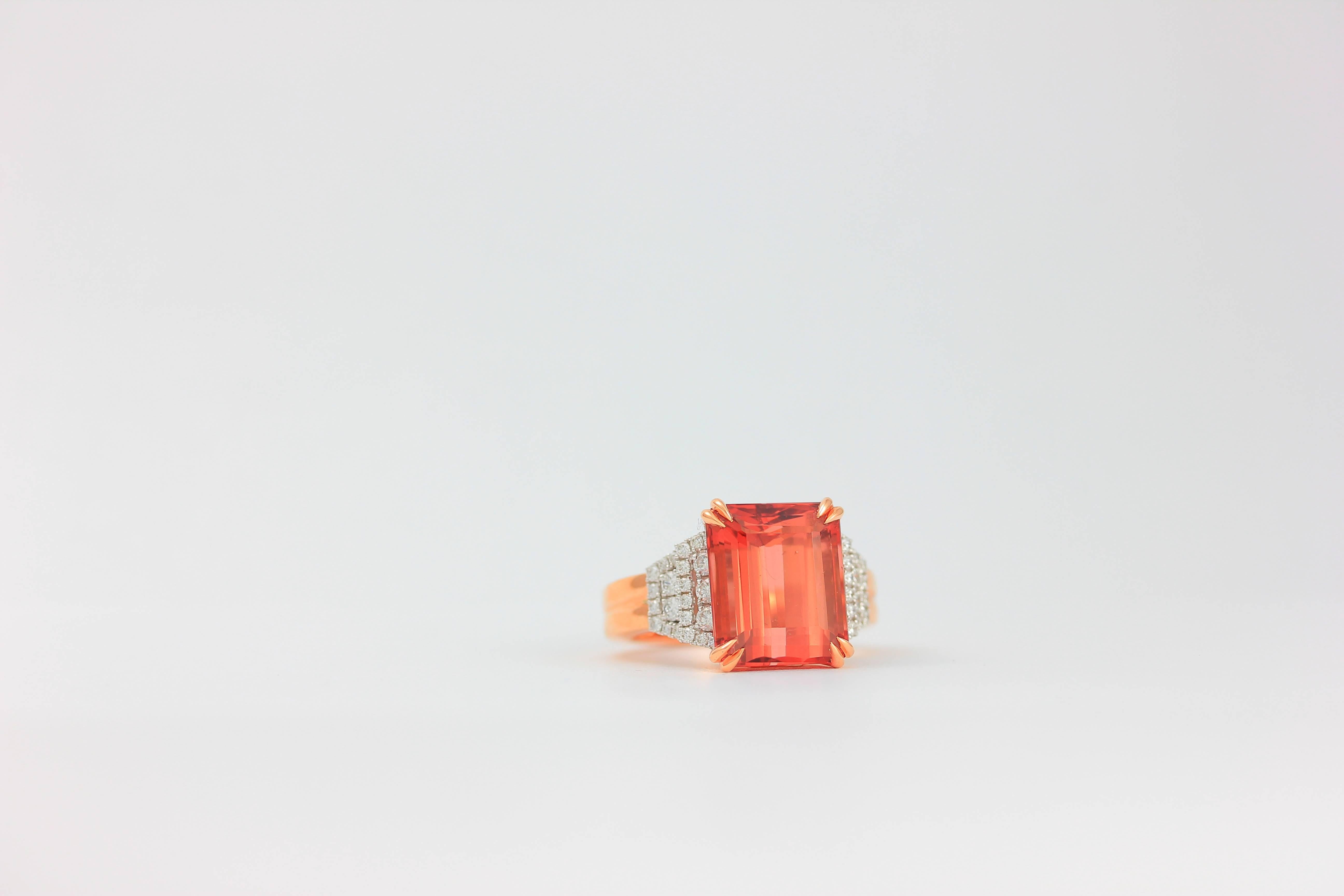 Frederic Sage 9.47 Carat Peach Tourmaline Pink Gold Cocktail Ring In New Condition In New York, NY