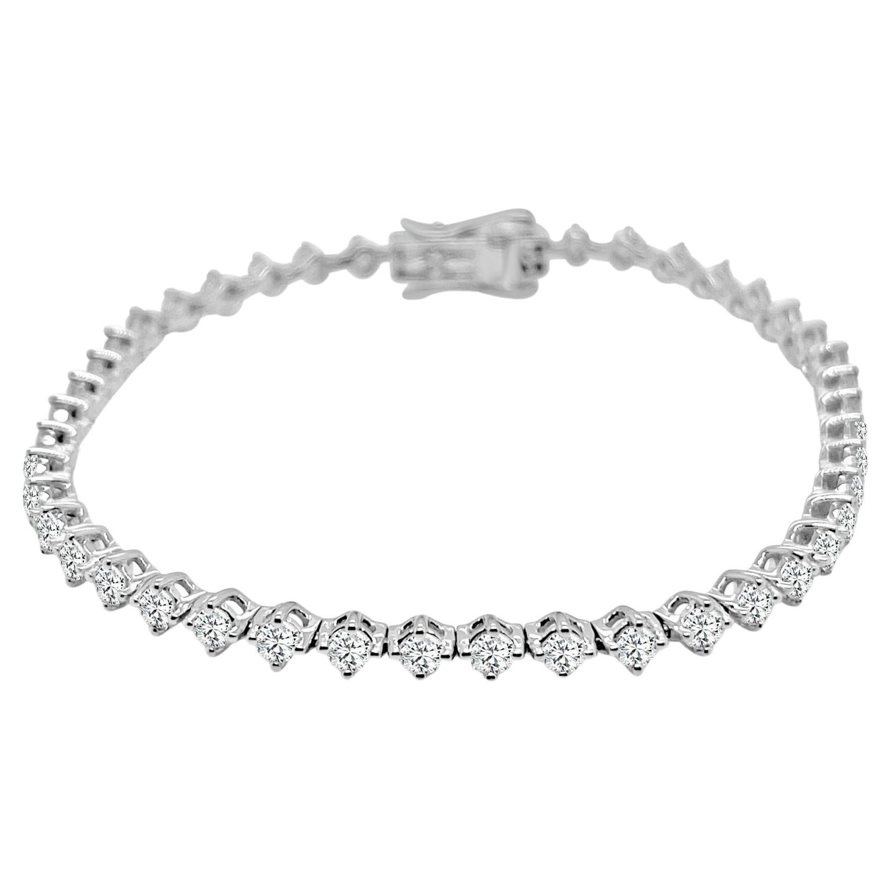 Frederic Sage All White Diamond Tennis Bracelet, 3.06ct For Sale