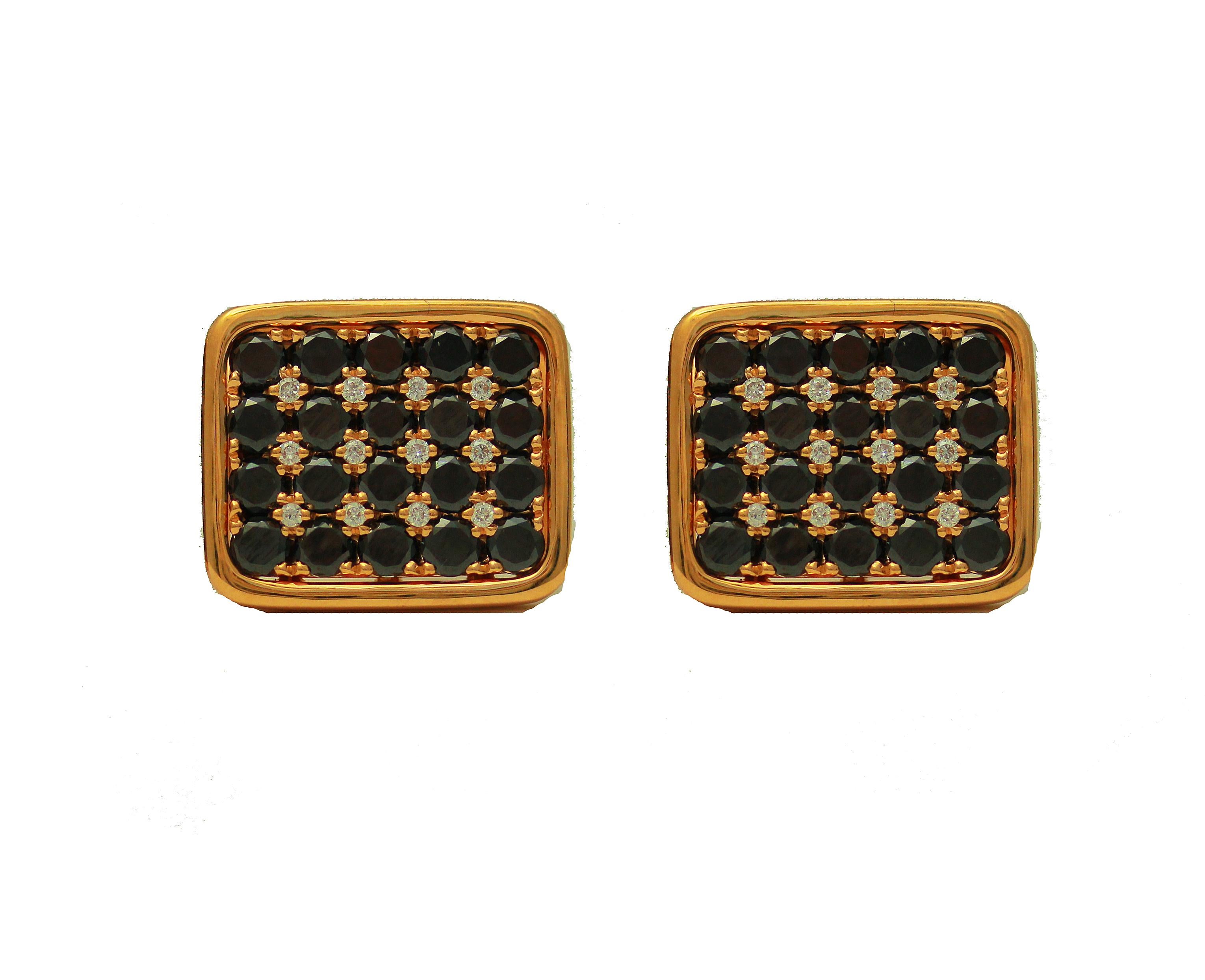 Round Cut Frederic Sage Black and White Diamond Cufflinks For Sale