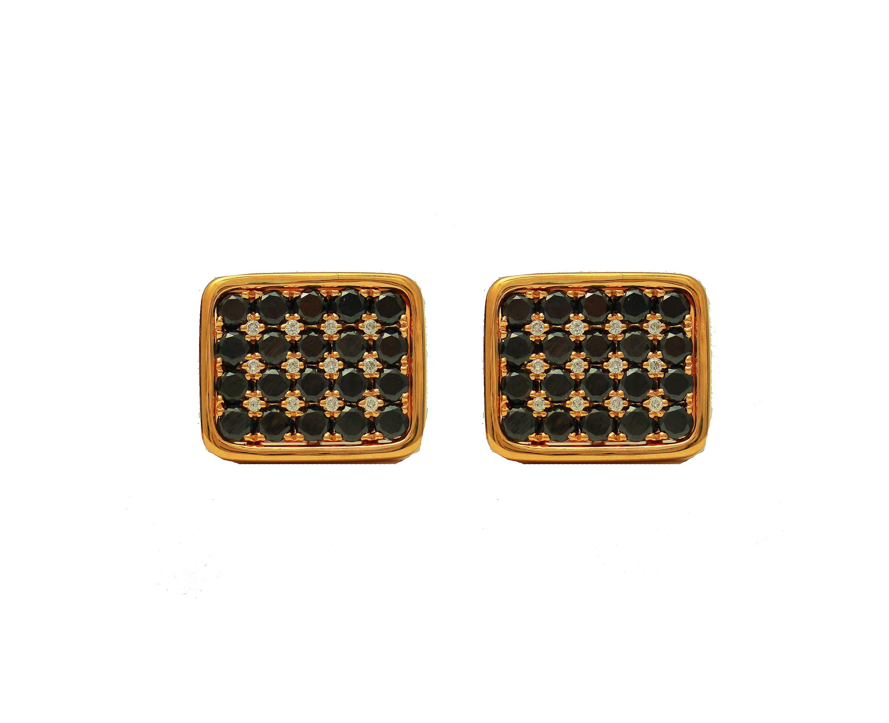 Frederic Sage Black and White Diamond Cufflinks In New Condition For Sale In New York, NY