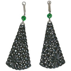 Frederic Sage Black Jade Earrings