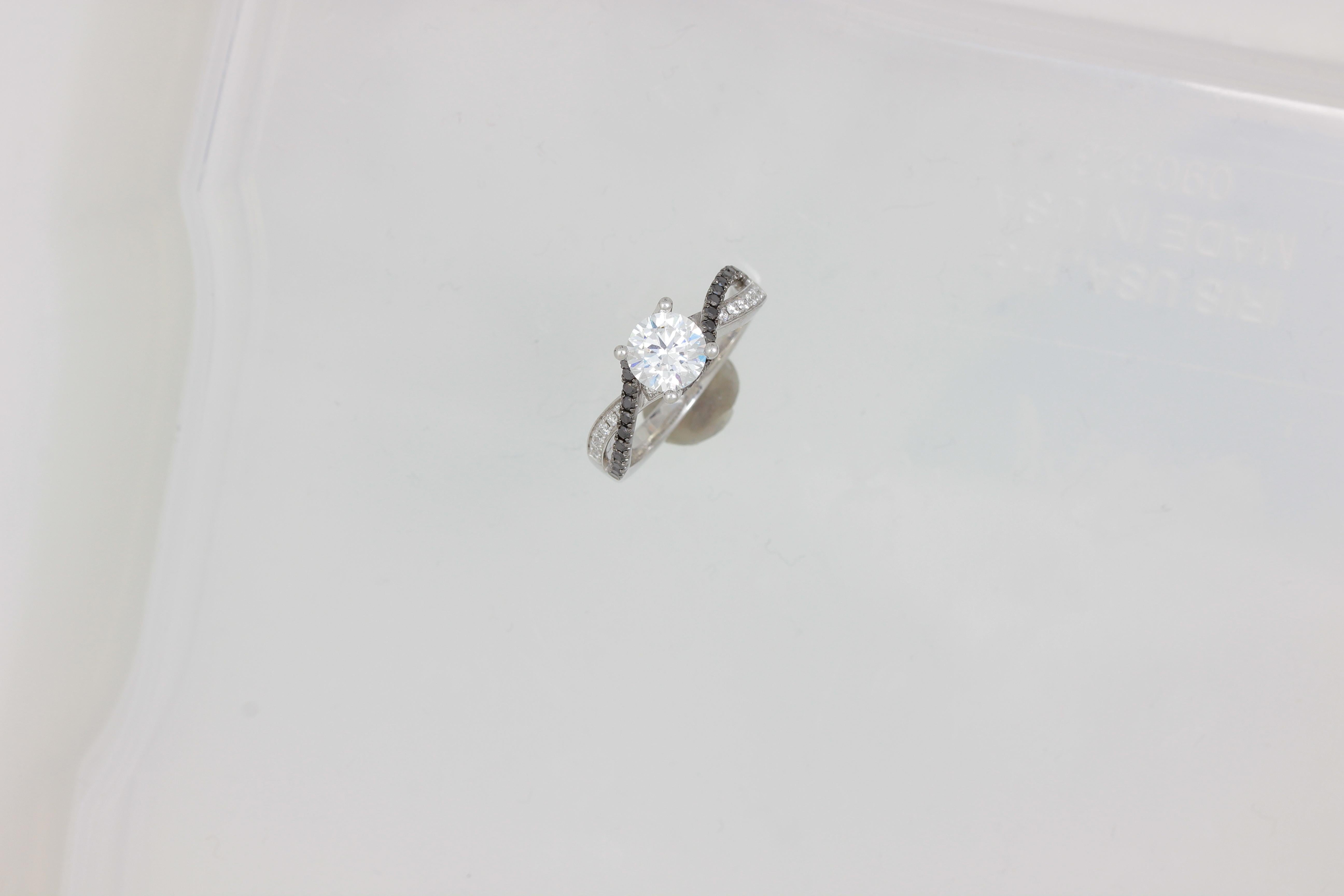 black and white diamond engagement ring