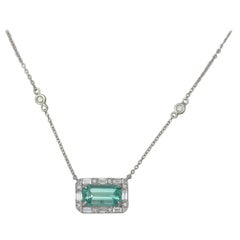 Frederic Sage Fine Neon Green Tourmaline and Diamond Pendant