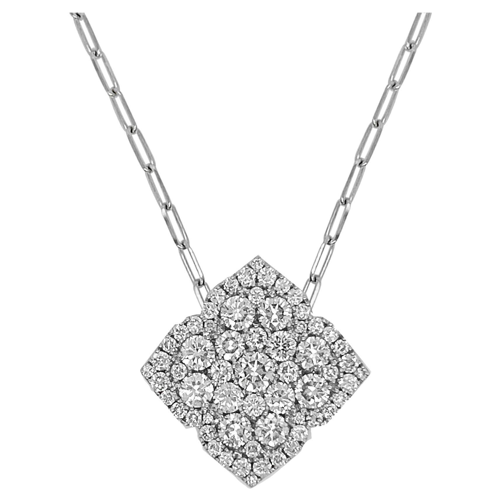 Grande Fleur D’Amour All Diamond Pendant with Chain For Sale