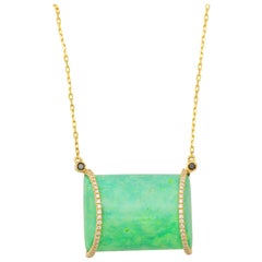 Frederic Sage Green Turquoise Black Diamond Pendant Necklace