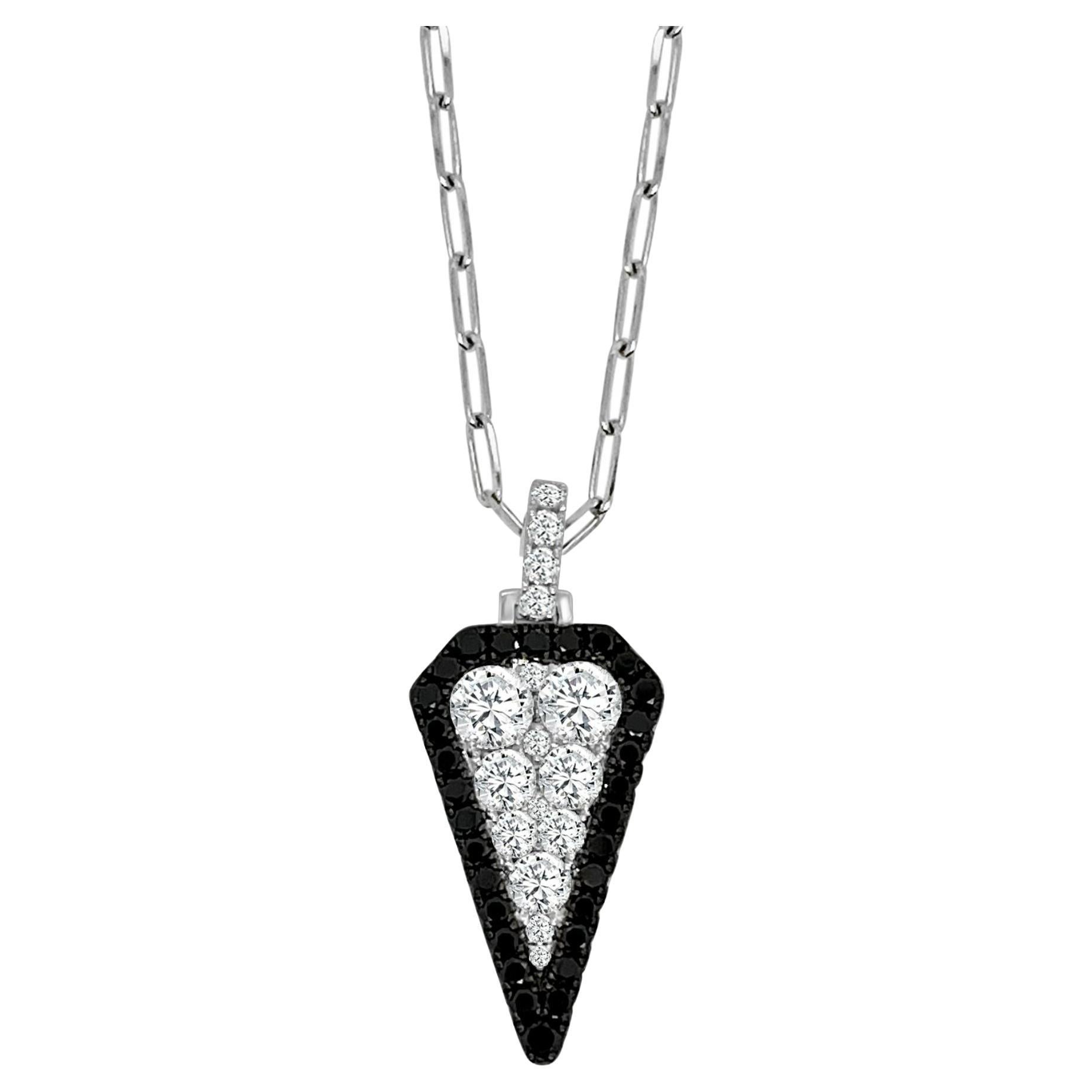 \Large Arrow Black & White Diamond Pendant For Sale