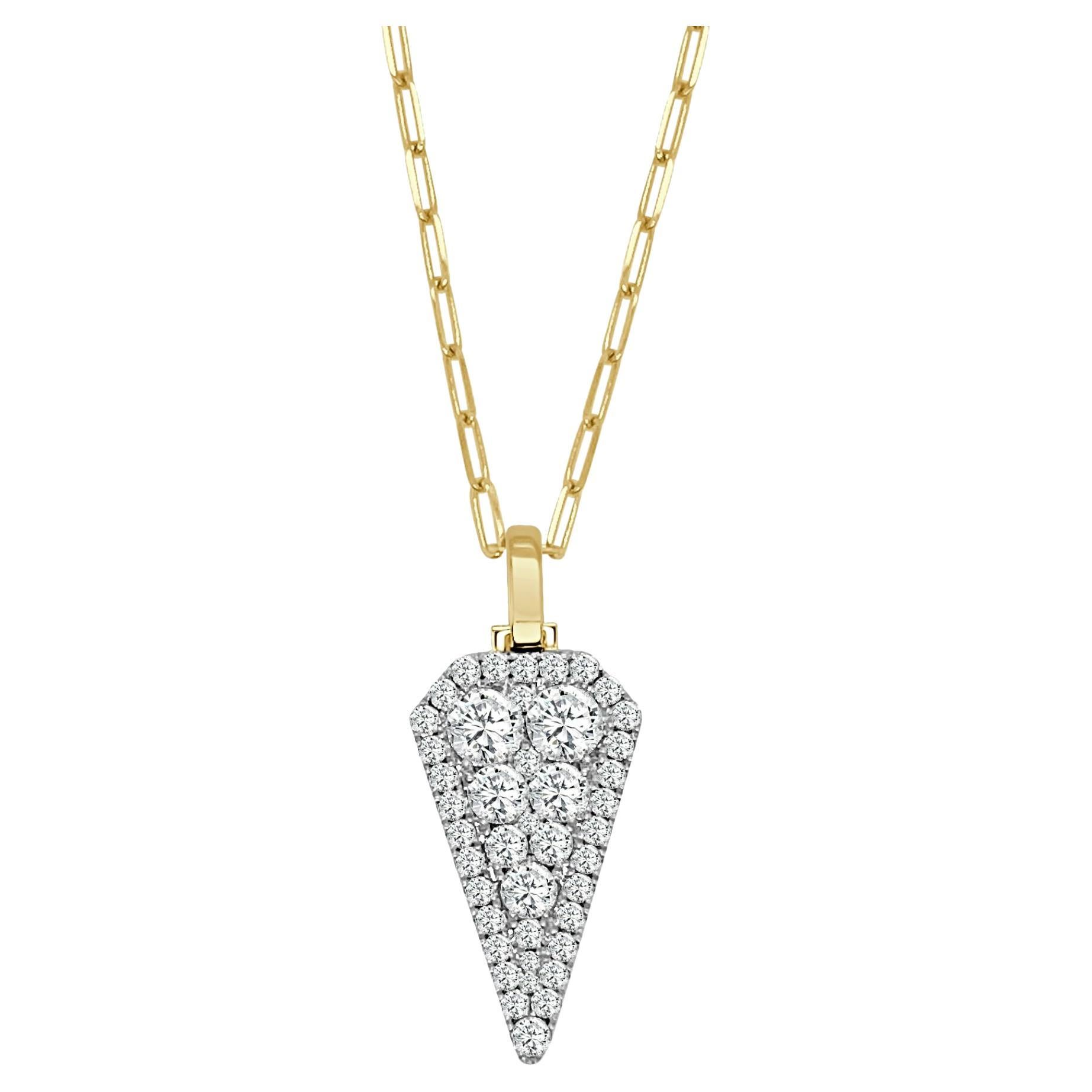 Large Arrow Diamond Pendant with Mini Paper Clip Chain For Sale