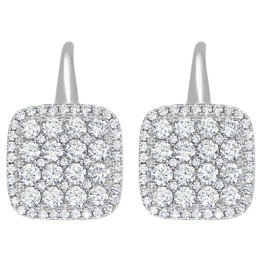 Große Firenze II-Diamant-Ohrringe in Kissenform von Frederic Sage im Angebot