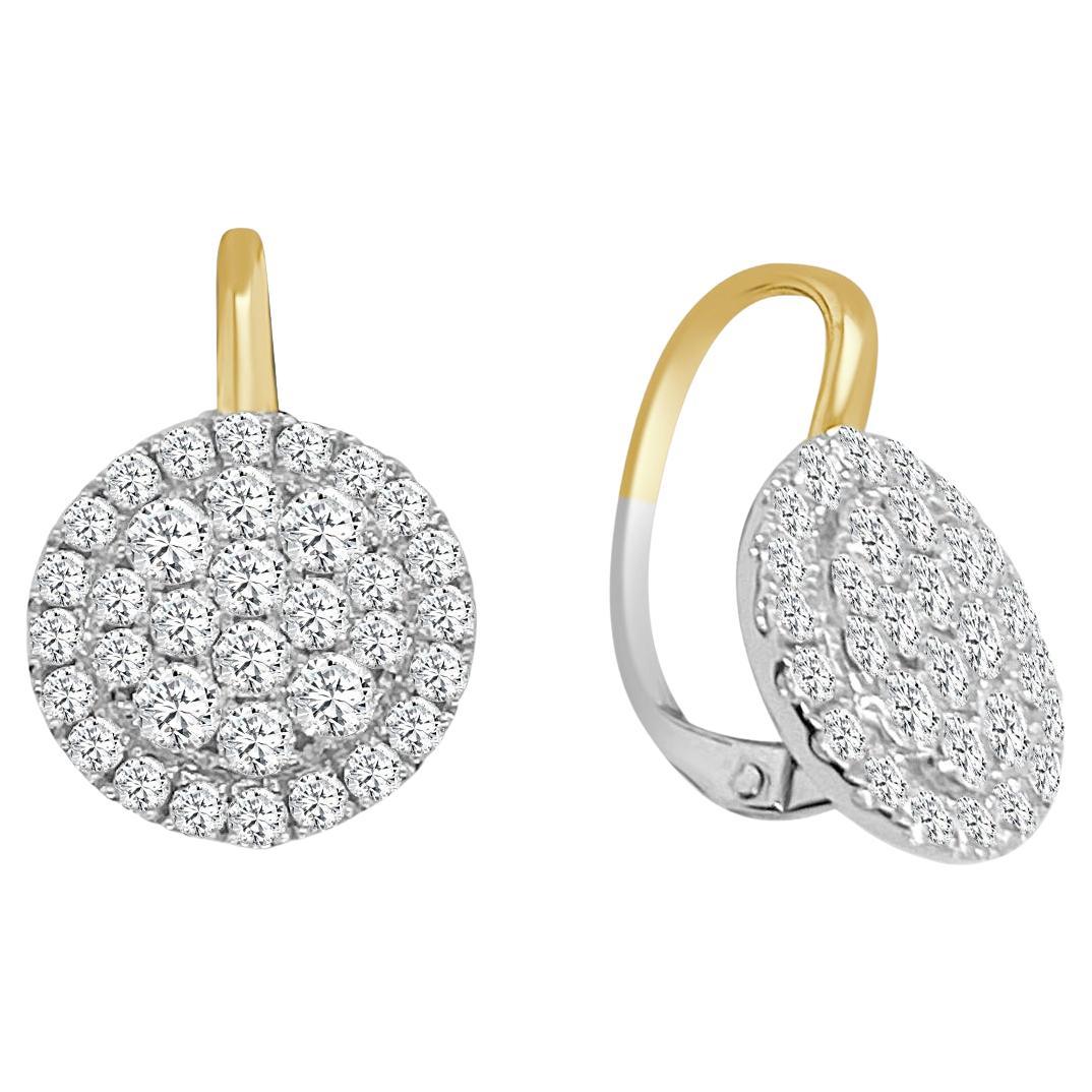 Large Round Firenze II Diamond Cluster Earrings, 1.83ct For Sale