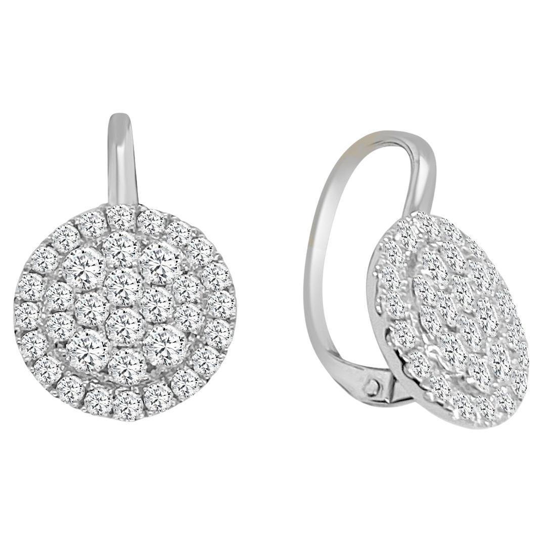 Frederic Sage Large Round Firenze II Diamond Cluster Earrings in White Gold For Sale