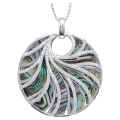 Large Round Mother of Pearl & Diamond Swirl Venus Pendant