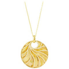 Frederic Sage Large Yellow Mother-of-Pearl and Diamond Pendant with Chain