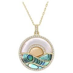 Medium Sunset I Pendant with Abalone and Mother of Pearl
