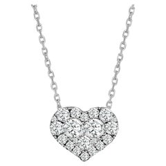 Pendant Necklace in 14k White Gold with Large Diamond Heart