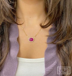 Frederic Sage Pendant Necklace in 18k Yellow Gold & Hexagonal Shape Ruby