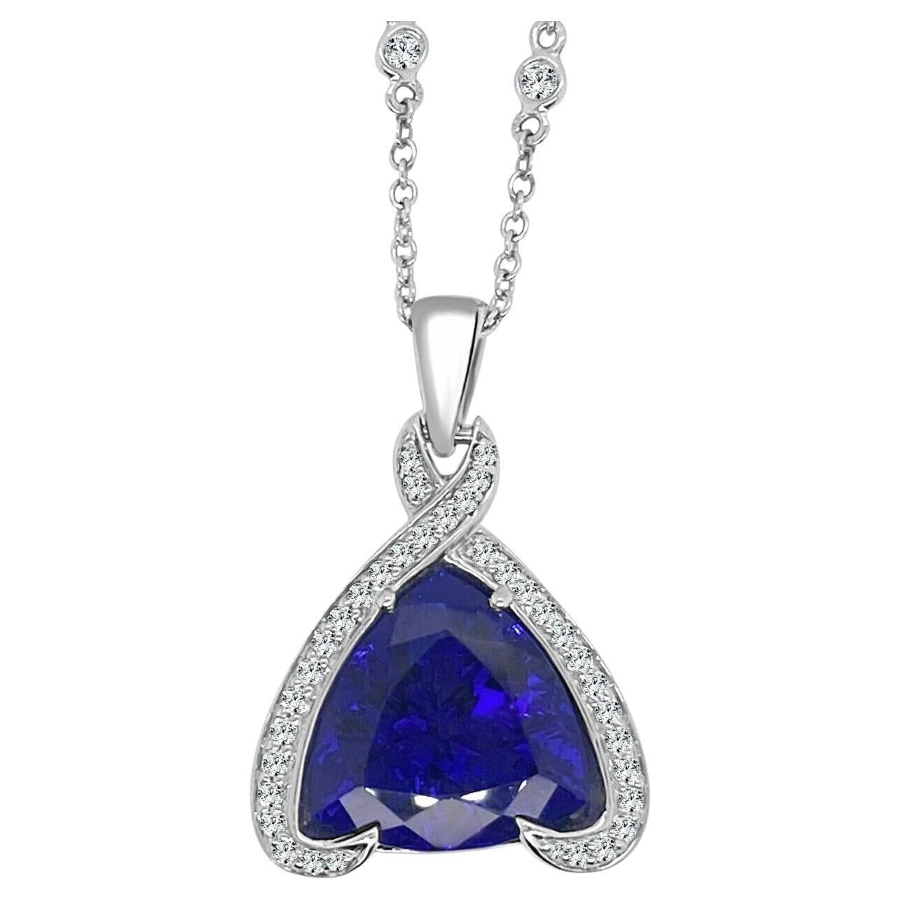 Frederic Sage Pendant Necklace in Trillion Gem Tanzanite on White Gold For Sale