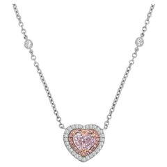 Pendant Necklace with Platinum Chain and Pink Diamond