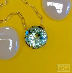 Pendant Necklace with Round Mint Green Tourmaline