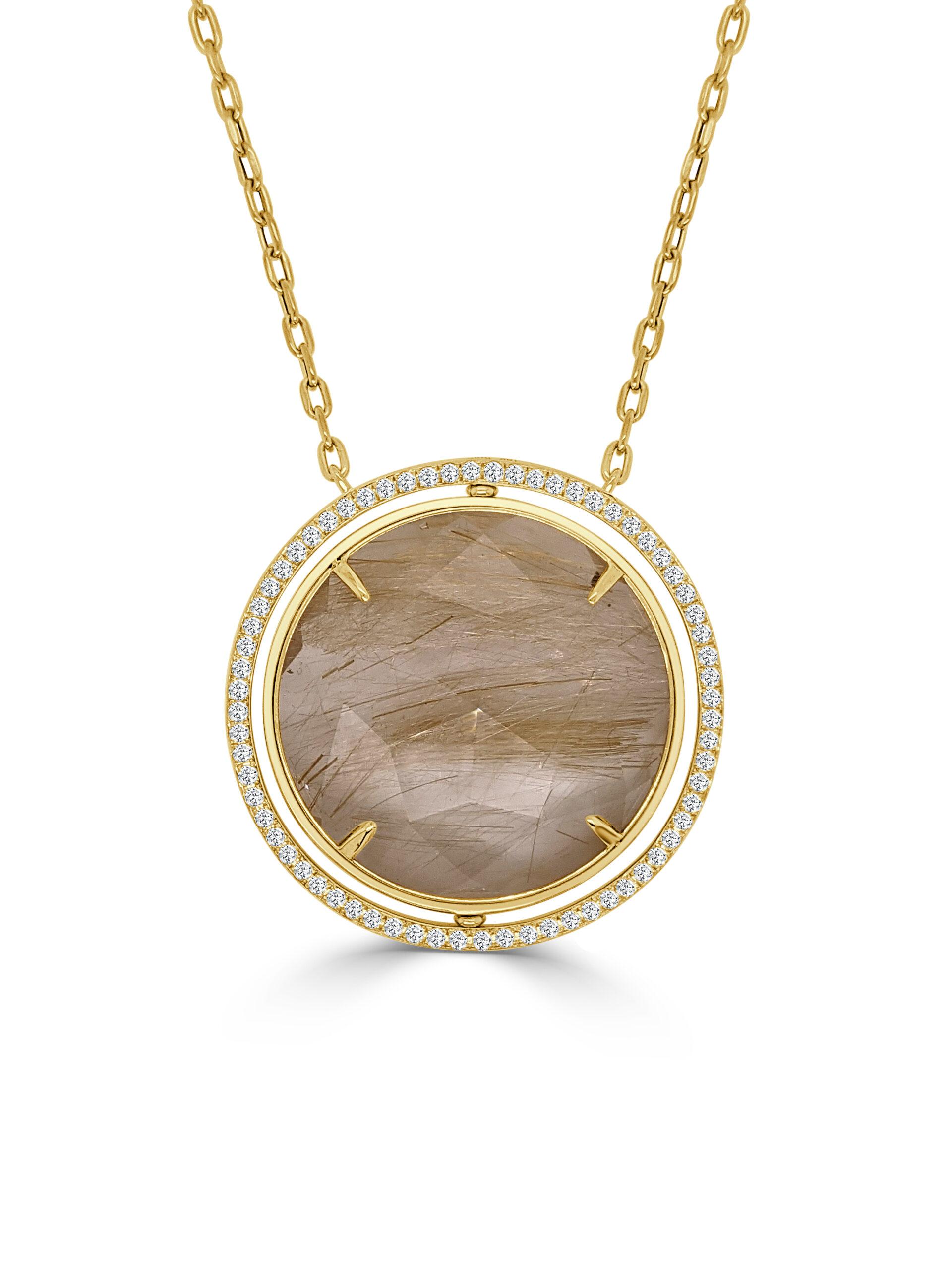 Frederic Sage Pendentif médaillon rond en quartz rutile en vente 1