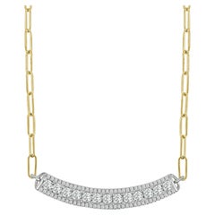 Short Diamond Horizontal Linear Curve Pendant with Chain