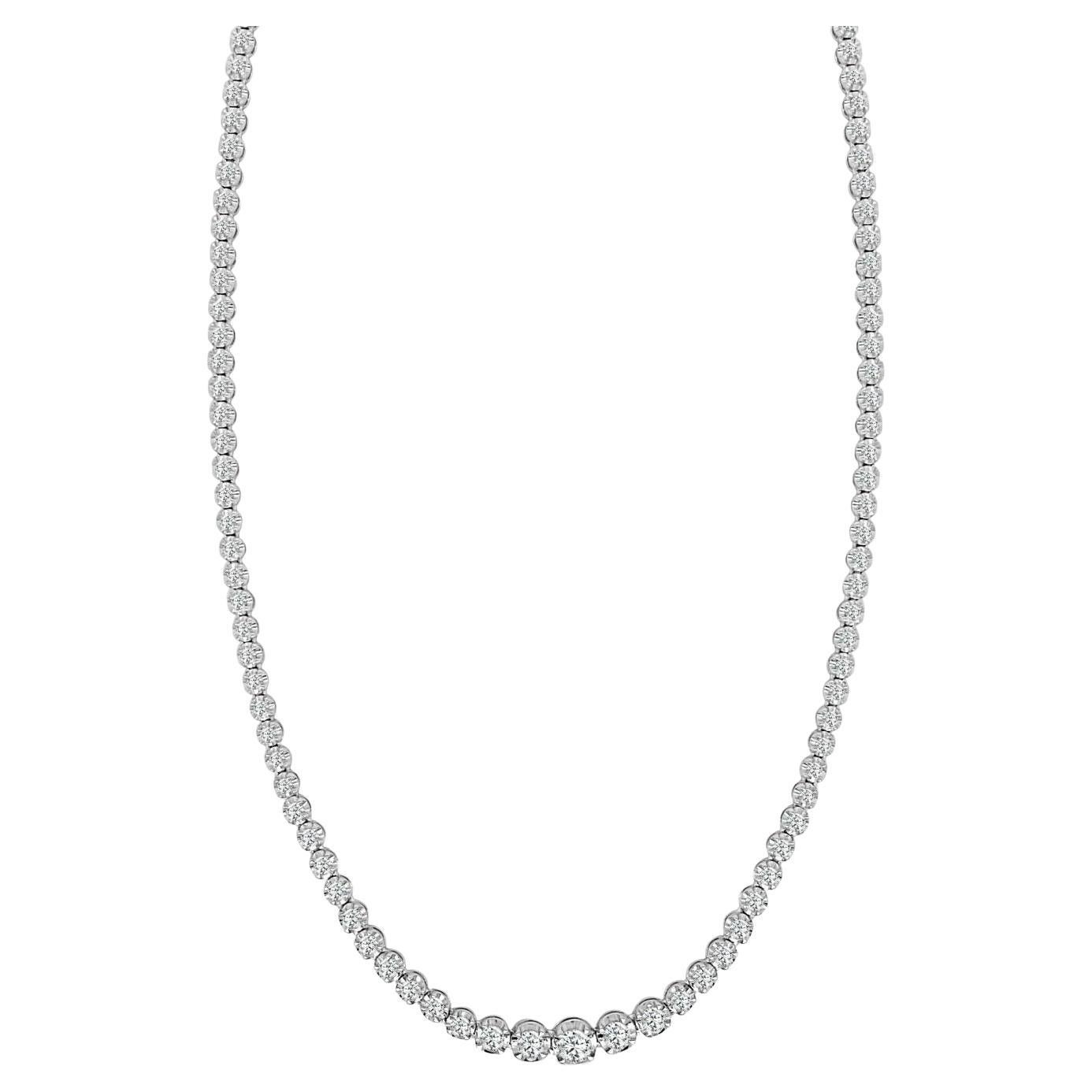 Tennis Necklace with 18k White Gold & Diamond For Sale