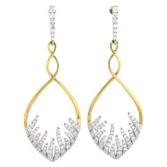 Frederic Sage Two Tone 1.33 CTW Diamond Flame Earrings in 18K, New