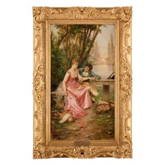 Romantic Courting Scene Frederic Soulacroix French 19th Century Oil Painting