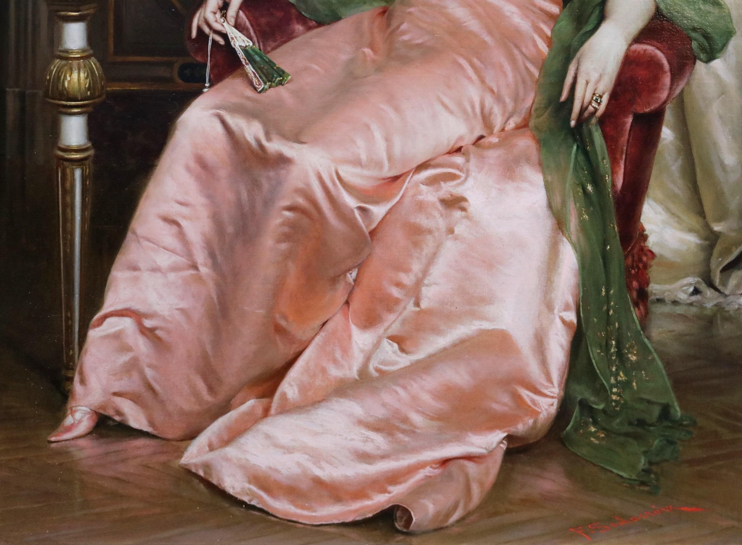 Regina dei Fiori - 19th Century Oil Painting Society Portrait of Italian Beauty For Sale 1