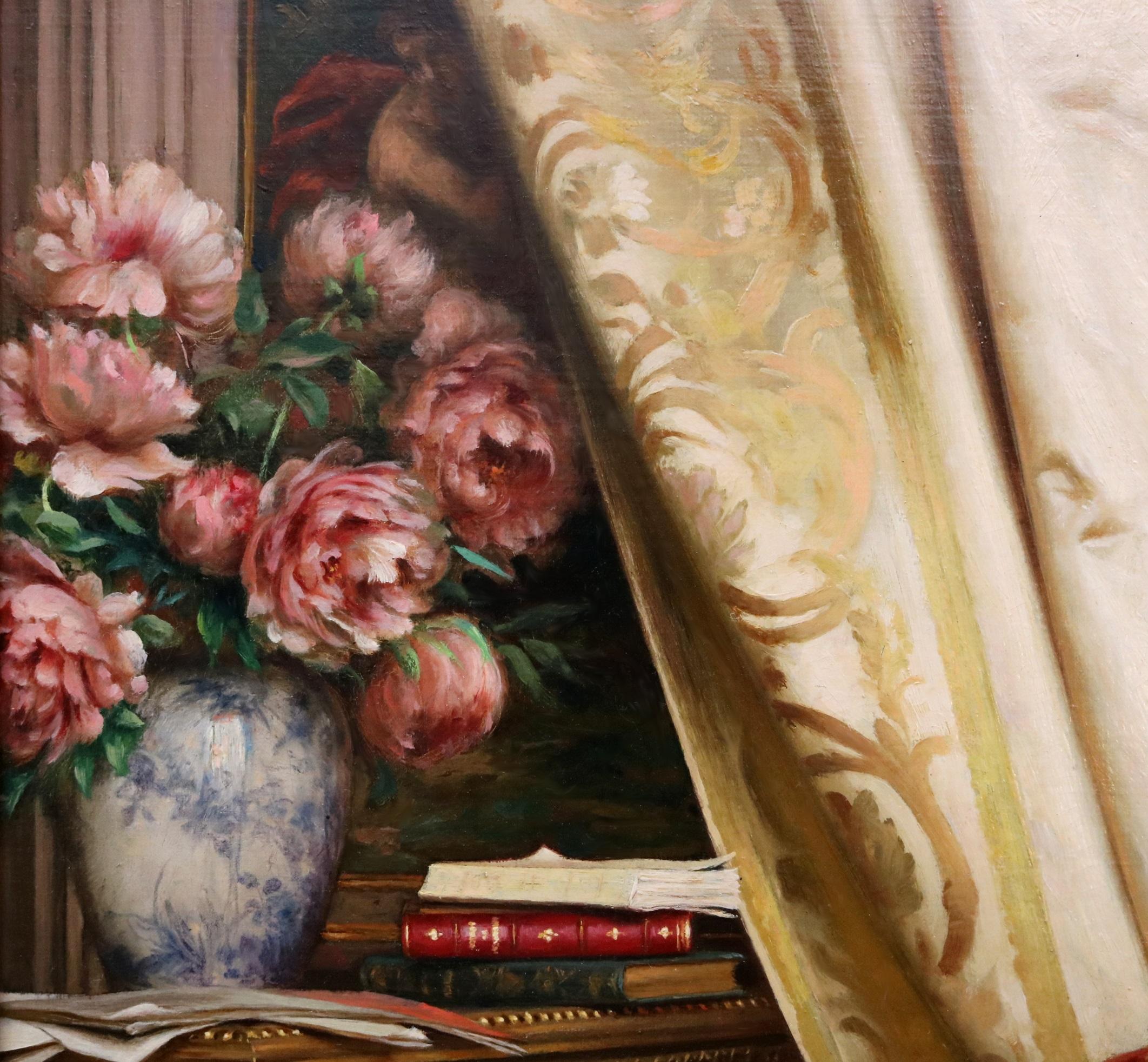 Regina dei Fiori - 19th Century Oil Painting Society Portrait of Italian Beauty For Sale 4