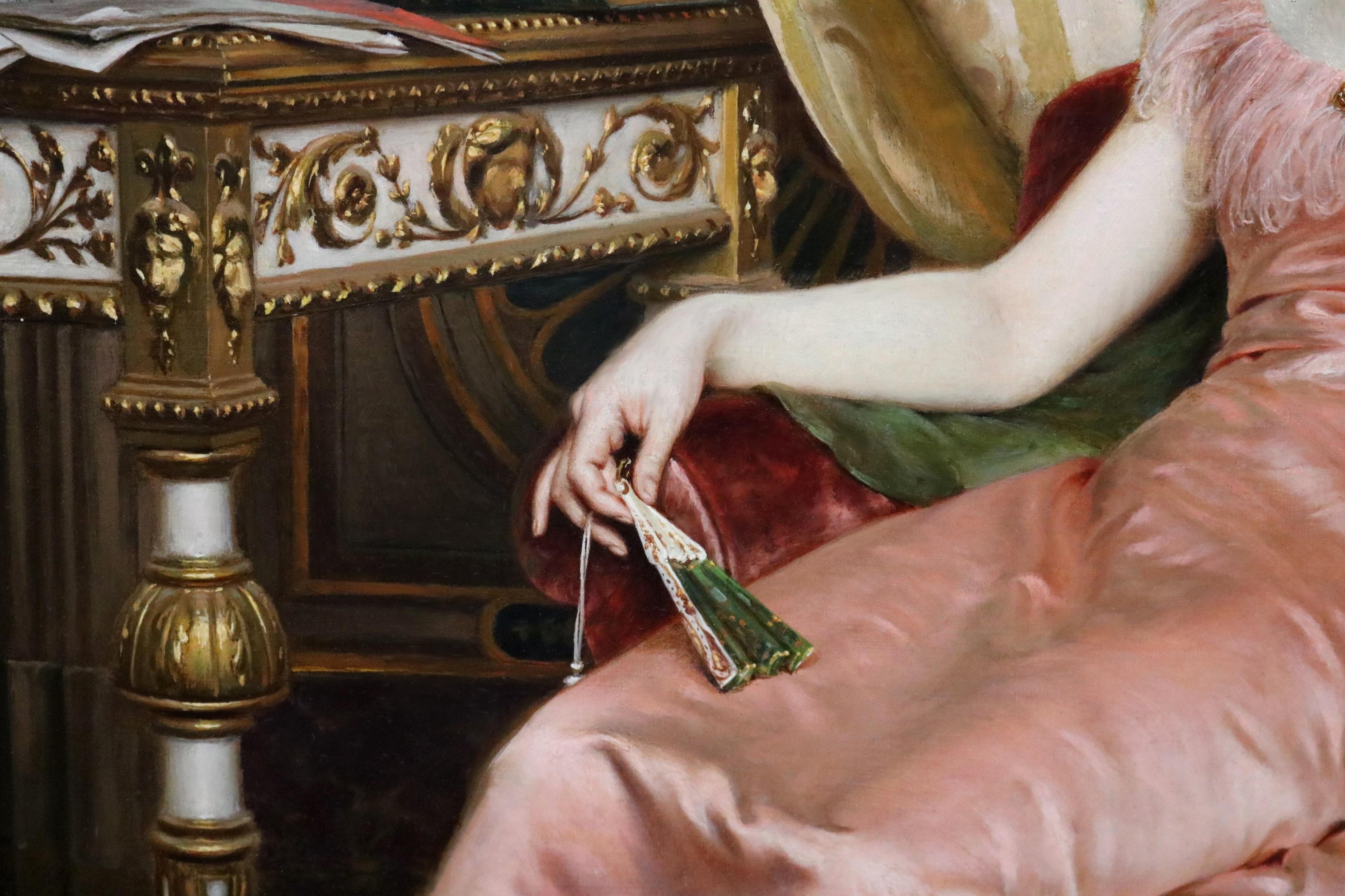 Regina dei Fiori - 19th Century Oil Painting Society Portrait of Italian Beauty For Sale 5