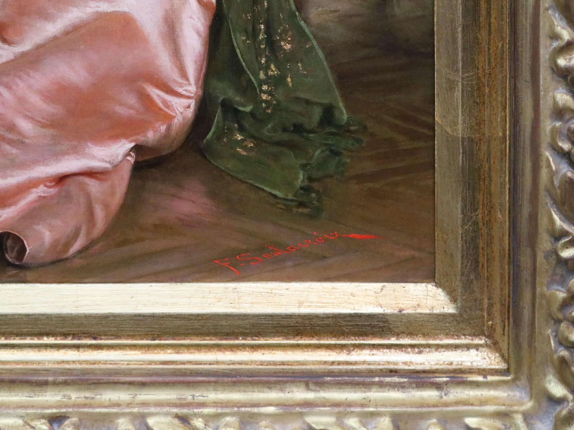 Regina dei Fiori - Peinture à l'huile de société du XIXe siècle Portrait d'une beauté italienne en vente 6