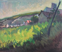 Vintage Teia Spain oil on canvas painting Barcelona spanish landscape