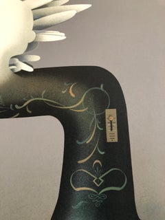 French Surrealist Trompe L'oeil Still Life Lithograph of Sewing Machine Feathers