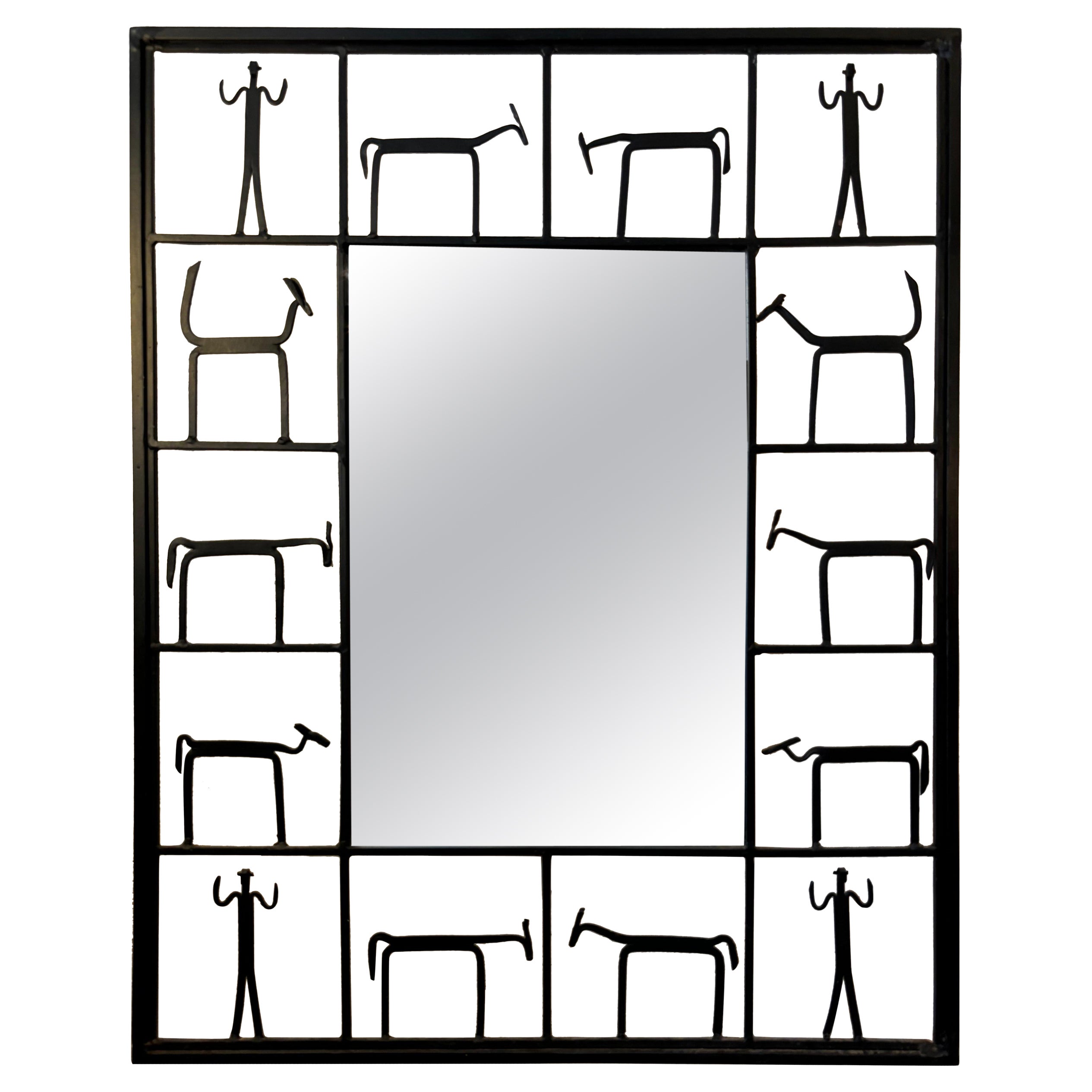 Espejo de pared de hierro inspirado en Frederic Weinberg
