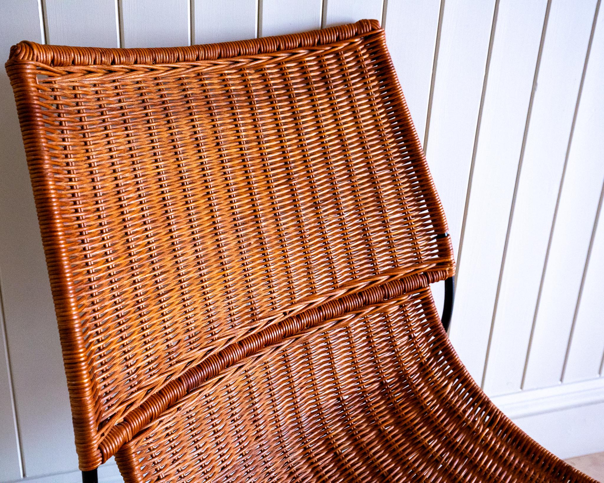 Frederic Weinberg Loungesessel MCM Korbweide Schmiedeeisen Niedriger Mid-Century Bauhaus im Angebot 8