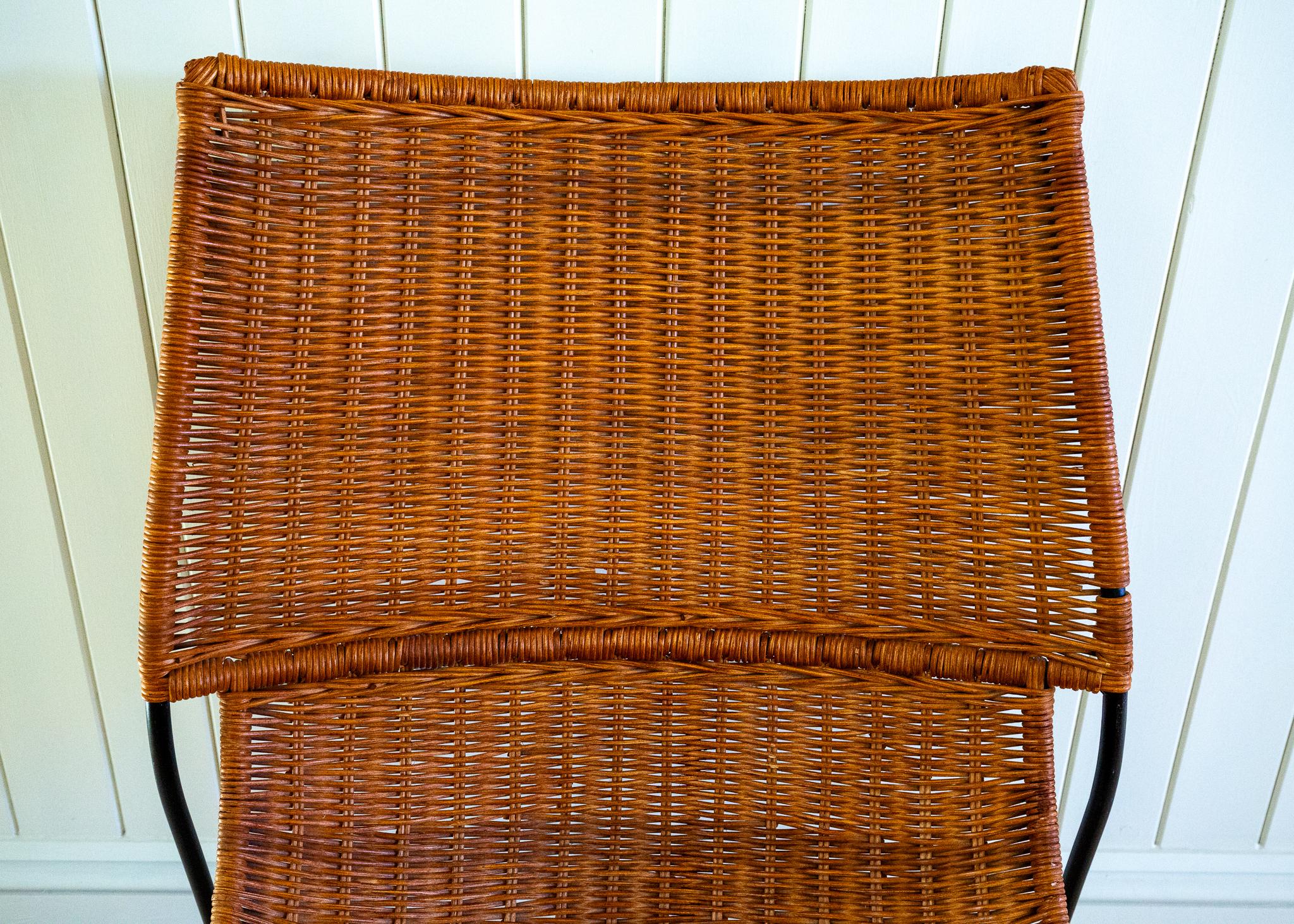 Frederic Weinberg Loungesessel MCM Korbweide Schmiedeeisen Niedriger Mid-Century Bauhaus im Angebot 10