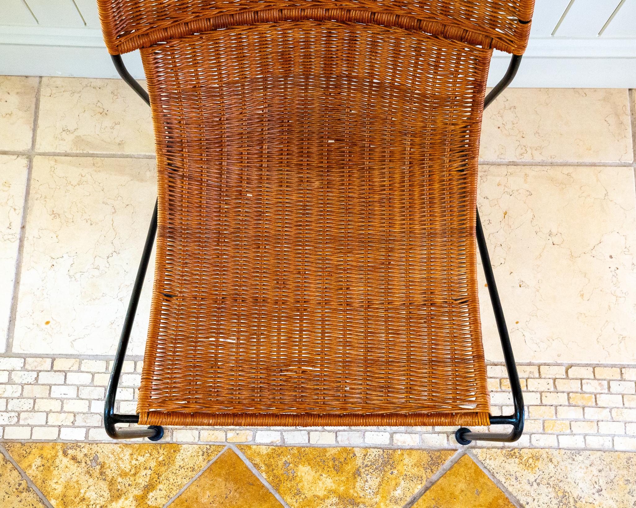 Frederic Weinberg Loungesessel MCM Korbweide Schmiedeeisen Niedriger Mid-Century Bauhaus im Angebot 11