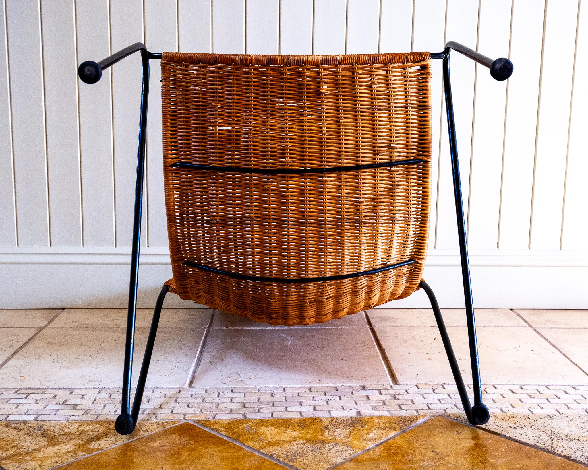 Frederic Weinberg Loungesessel MCM Korbweide Schmiedeeisen Niedriger Mid-Century Bauhaus im Angebot 12